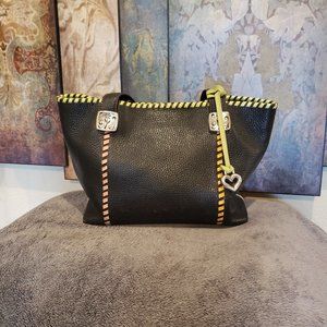 BRIGHTON Medium Black Multi-color Pebbled Leather